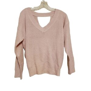 Shein Curve | Women's Baby Pink Wrap Cross Back Drop Shoulder Sweater (Size 0X)